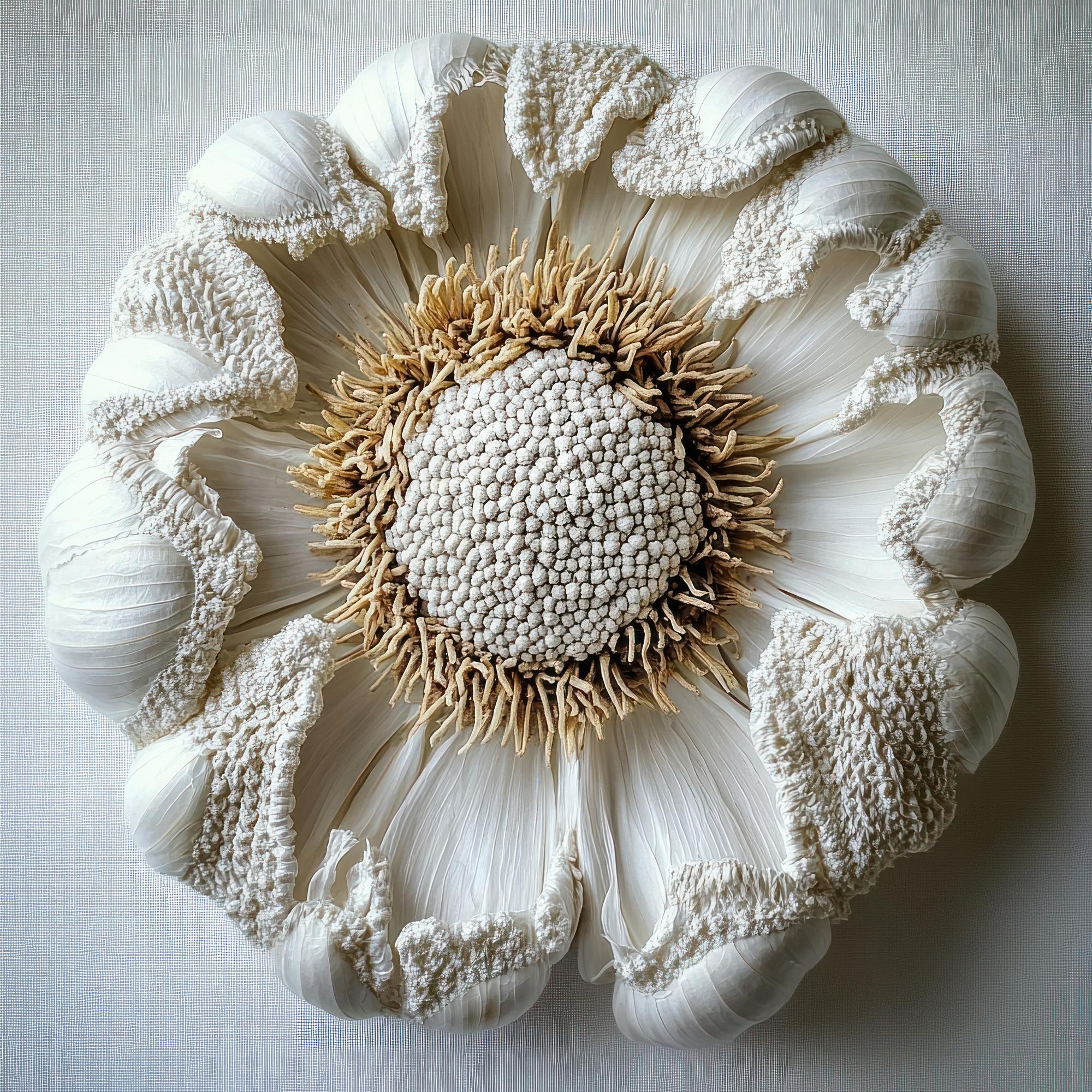 Dettaglio di fiore ricamato a punto pieno